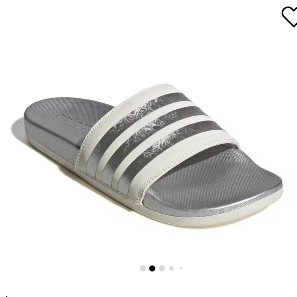 WOMEN'S ADIDAS ADILETTE COMFORT SPORT SLIDES white and silver size 7